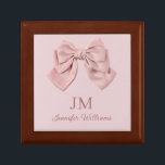 Caja De Regalo monograma elegante de arco rosa personalizado gira<br><div class="desc">caja de regalo personalizada con monograma de arco rosa elegante</div>