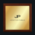 Caja De Regalo Monograma moderno de aspecto dorado elegante<br><div class="desc">Monograma Plantilla Dorada Moderna Luce Elegante Joyería Caja.</div>
