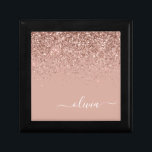 Caja De Regalo Monograma monograma de guion de Purpurina rosa de<br><div class="desc">Oro Rosa - Rubor Pink Sparkle Purpurina Script Monograma Nombre Jewelry Keepsake Box. Esto hace que la graduación perfecta, el cumpleaños, el boda, la ducha de novia, el aniversario, la ducha de bebé o la fiesta de soltera sea un regalo para alguien que ama el lujo glam y los estilos...</div>