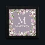Caja De Regalo Monograma Monogramado Magnolia Floral Personalizad<br><div class="desc">Este elegante diseño presenta su nombre personalizado y su monograma rodeado por un marco de flores de magnolia. Personalizado editando el texto en los cuadros de texto proporcionados #giftwrapping #giftwrappingSupply #giftboxes #magnolia #floral #gifts #monogram #monogrammed #personalizedgifts</div>