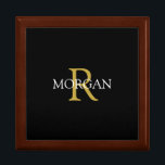 Caja De Regalo Monograma y nombre de bricolaje de moda, texto dor<br><div class="desc">Personaliza tu Monograma y Nombre en blanco y dorado. Este sencillo Diseño Clásico seguramente atraerá la atención.</div>