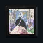 Caja De Regalo Mujer Blue Elegant Floral Fancy Gown<br><div class="desc">Un rico tema de la era victoriana,  un collage que incluye el ilustracion de moda de George Barbier de los años 20,  y se cotejó con imágenes victorianas que incluían flores,  mariposas,  la Torre Eiffel y un fondo de William Morris.</div>