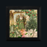Caja De Regalo Navidades de Santa Claus Bellas Artes Antiguas<br><div class="desc">Navidades Santa Claus - Esta imagen antigua es un collage recogido de antiguas tarjetas de Navidades de la década del siglo XIX. Santa Claus tiene su bolso de juguetes,  un árbol de Navidad y muchas decoraciones en la víspera de los Navidades</div>