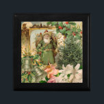 Caja De Regalo Navidades de Santa Claus Bellas Artes Antiguas<br><div class="desc">Navidades Santa Claus - Esta imagen antigua es un collage recogido de antiguas tarjetas de Navidades de la década del siglo XIX. Santa Claus tiene su bolso de juguetes,  un árbol de Navidad y muchas decoraciones en la víspera de los Navidades</div>