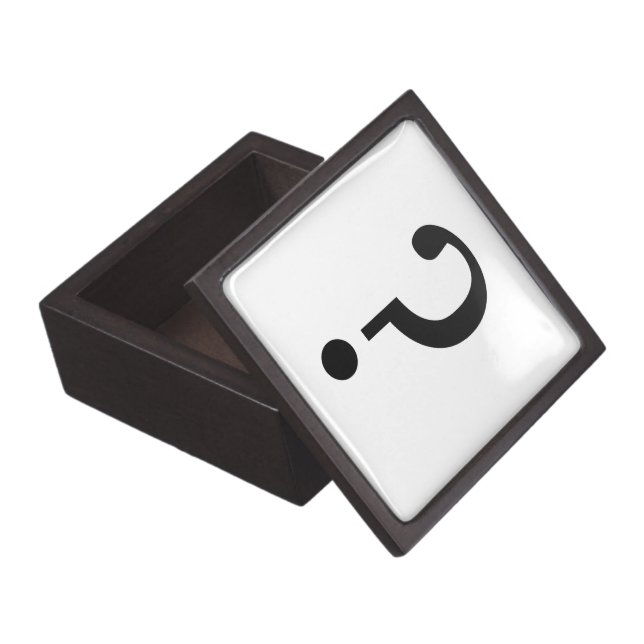 Caja de regalo negra del signo de interrogación (Abierto)