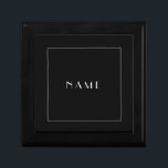 Caja De Regalo Nombre Minimalista blanco negro moderno personaliz<br><div class="desc">Mantén tu espacio fresco con un diseño minimalista en tus útiles de oficina. Esta caja presenta un diseño de nombre corto que se ve genial,  al mismo tiempo que se mantiene simple. Asegúrese de agregar su nombre comercial o personal para que sea suyo.</div>