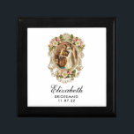Caja De Regalo Novia Groom Christian Gold Floral Bridesmaid<br><div class="desc">Presentando una hermosa imagen católica de la Santísima Virgen María y San José en su día de bodas sobre un marco dorado con flores. La oración tradicional de Memorare en el medio.</div>