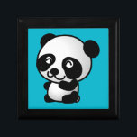 Caja De Regalo Oso de panda alegre blanco y negro<br><div class="desc">Un ilustracion adorable y adorable de un oso panda blanco y negro sentado y luciendo feliz,  amistoso y adorable. Fondo azul turquesa.</div>