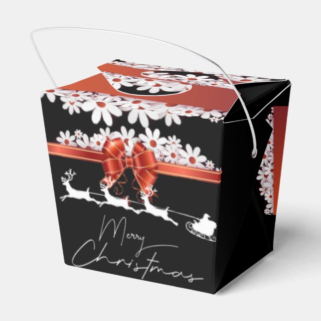 Caja de regalo para navidad con cinta y papá Noel (Reverso)