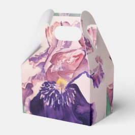 Caja de regalo para tarta de boda con lirio púrpur