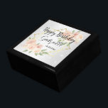 Caja De Regalo Personalización: Purpurina blanco y floral de colo<br><div class="desc">Personalice la caja de regalo con flores de color acuático de melocotón de color rosa sobre un fondo blanco purpurinoso listo para su personalización. Este diseño se puede usar para otras ocasiones como el Día de la Madre, una graduación, el Día de la Abuela, el Boda, el Aniversario, etc... simplemente...</div>