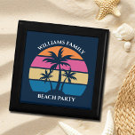 Caja De Regalo Personalizado de Guay Fiesta Blue Palm Tree<br><div class="desc">Esta bonita caja de regalo azul fiesta es perfecta para una reunión familiar de verano en una isla tropical. Personalice estas divertidas cajas de palma para un evento costero con amigos o familia.</div>