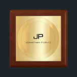 Caja De Regalo Plantilla de monograma elegante de aspecto dorado<br><div class="desc">Monograma Elegante Personalizado Monograma Moderno y Moderno Caja de Regalo de Joyería.</div>