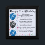Caja De Regalo Poema de nietos - Cumpleaños 21<br><div class="desc">Un gran regalo para un nieto en su 21 cumpleaños</div>