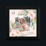 Caja De Regalo Quinceañera rosa giratoria foto pampas elegante<br><div class="desc">Quinceañera Pampas color rosa floral césped elegante elegante elegante elegante y elegante regalo de la fiesta de cumpleaños 15</div>