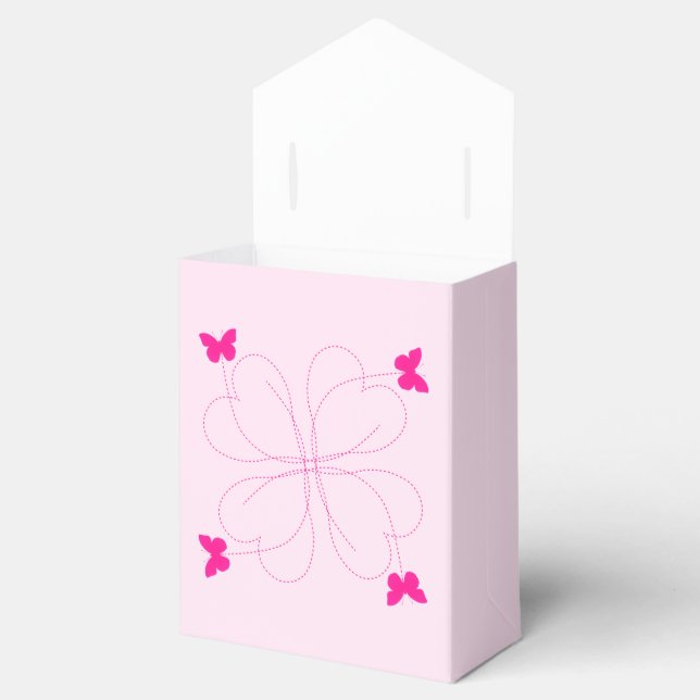 Caja de regalo rosa con mariposas (Abierto)