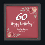 Caja De Regalo Rosa de color rojo Floral 60th Birthday Gift Box<br><div class="desc">Rosa de color rojo Floral 60th Birthday Gift Box Rosas acuarelas en colores rojo y naranja. Añadir nombre y fecha de celebración. Puede cambiar el número de edad.</div>