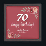 Caja De Regalo Rosa de color rojo Floral 70 cumpleaños<br><div class="desc">Rosa de color rojo Floral 70 cumpleaños Regalo Box. Rosas acuarelas en colores rojo y naranja. Añadir nombre y fecha de celebración. Puede cambiar el número de edad.</div>