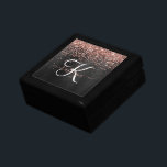 Caja De Regalo Rosa personalizado Purpurina de oro Monograma de e<br><div class="desc">Personalice fácilmente este elegante diseño moderno de caja de regalo con un purpurina rosa de oro brillante sobre un fondo metálico negro cepillado.</div>