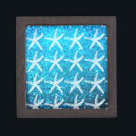 Caja De Regalo Starfish Patterns Beach Coastal Purpurinoso Azul G<br><div class="desc">¡Diseñado con estampados de estrellas de fondo azul purpurinoso!</div>