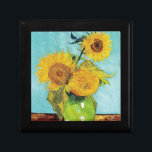 Caja De Regalo Sunflowers Vincent van Gogh<br><div class="desc">Sunflowers (1888) Vincent van Gogh. Todavía la vida en un fondo azul. Un ramo luminoso de flores de girasol se levanta en un jarrón. Reproducción de obras famosas de imágenes artísticas de dominio público.</div>