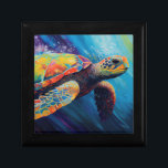 Caja De Regalo Tortuga marina<br><div class="desc">Tortuga acuática nadando a través del océano,  obra de arte original de Nicole.</div>