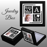 Caja De Regalo Vibes positivas agregan joyas negras iniciales de<br><div class="desc">Guarda joyería / caja de regalo de joyería. Personaliza con una foto inicial. Vibes positivas / Amor,  con un corazón de amor y los colores blanco y negro.</div>