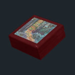 Caja De Regalo Vintage Christmas Church con ventana de vidrio man<br><div class="desc">Navidades de ilustracion de época celebran un diseño religioso con un elemento arquitectónico,  un paisaje de nieve con vidrieras. Una hermosa capilla con luz que llega sobre la nueva nieve caída afuera en el paisaje invernal.</div>
