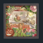 Caja De Regalo Vintage Christmas Santa Claus Sleigh<br><div class="desc">Una santa vintage de los años 1800 saludaba.</div>