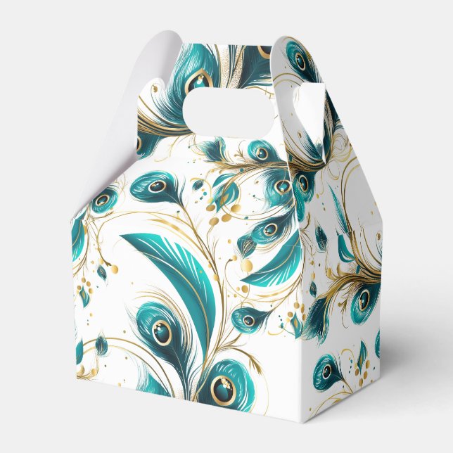 Caja De Regalos De Fiesta De Plumas De Pavo Real (Front Side)