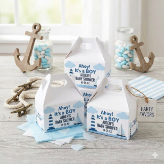 Caja de regalos para baby shower náutico ¡Hola, es