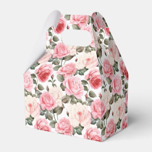 Caja de regalos para fiestas con rosas rosadas