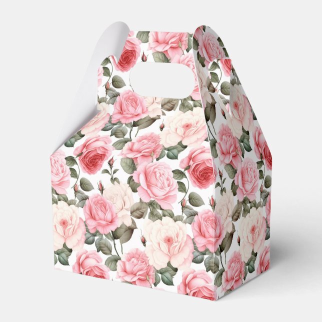 Caja de regalos para fiestas con rosas rosadas (Front Side)