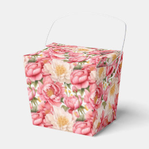 Caja de regalos para fiestas de peonías rosadas