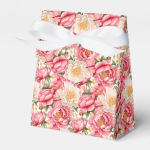 Caja de regalos para fiestas de peonías rosadas
