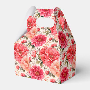 Caja de regalos para fiestas de peonías rosadas