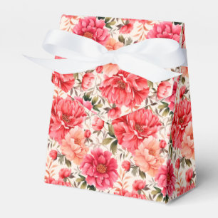 Caja de regalos para fiestas de peonías rosadas
