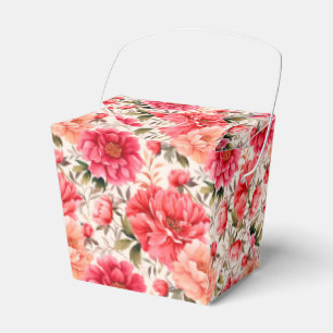 Caja de regalos para fiestas de peonías rosadas