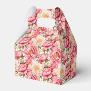 Caja de regalos para fiestas de peonías rosadas