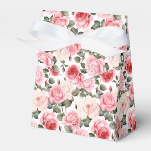 Caja de regalos para fiestas de rosas rosadas