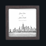 Caja de Regalos Personalizados de Chicago Skyline<br><div class="desc">Esta caja de regalo personalizada es perfecta como un favor de boda o como regalo para los recién casados!</div>