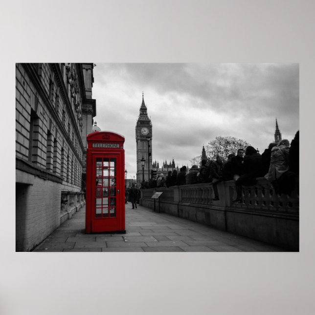Caja de teléfono roja en Londres impresión de póst (Frente)