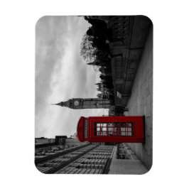 Caja de teléfono roja en un imán rectangular de Lo