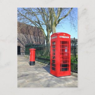 Caja de teléfono roja, tarjeta postal Greenwich Lo