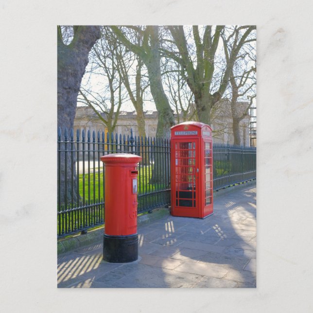 Caja de teléfono roja, tarjeta postal Greenwich Lo (Anverso)