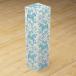 Caja de vinos sueca de dala Verde azulada y blanca<br><div class="desc">Arte tradicional dalecarliano Dala Caballo sueco en verde verde azulado y blanco. Arte original de Nic Squirrell.</div>