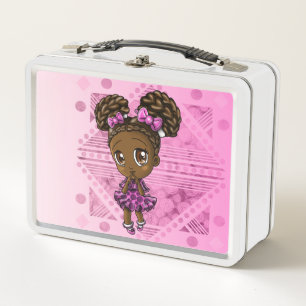 Caja del almuerzo afroamericana adorable del metal
