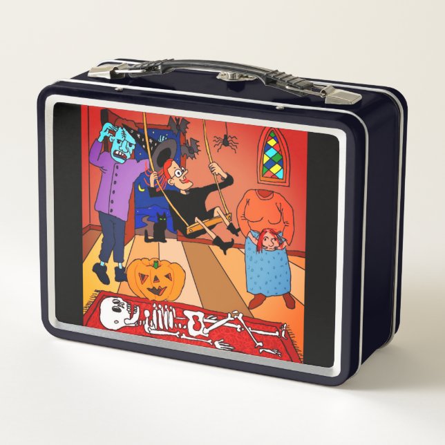 Caja del almuerzo metalizado de Halloween por el (Reverso)