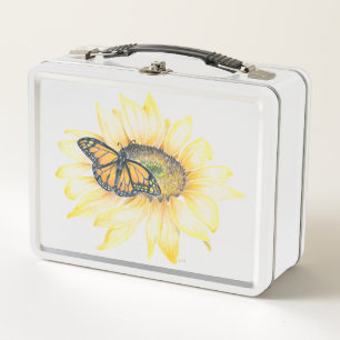 Caja del almuerzo - Monarca sobre girasol