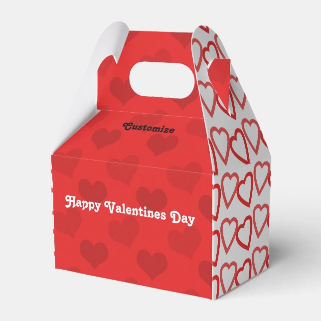 Caja día de San Valentín de Favor del Corazón Rojo (Front Side)